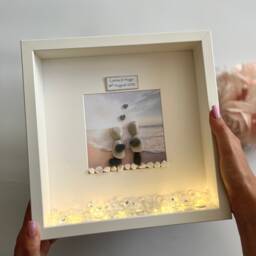 Beach Engagement Personalised Pebble Art Picture Frame Gift For Couple Newly Engaged On Beach Setting People She Said Yes - thumbnail 1