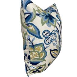 Schumacher Alexandra Vine Linen Navy & Leaf Cushion Cover Pillow Double Sided - thumbnail 2