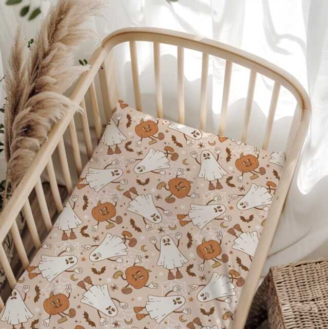 Boho Ghost Bedding, Kids & Baby First Halloween, Duvet Covers, Fitted Sheets, Halloween Spooky Bedding - image 1