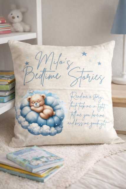 Personalised Bedtime Stories Reading Pocket Cushion, Personalized Kids Gift , Story Book Pillow - image 1