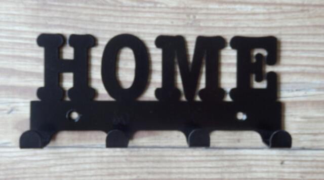 Home Word Silhouette Key Hook Rack - Metal Wall Art - image 1