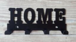 Home Word Silhouette Key Hook Rack - Metal Wall Art