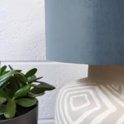 Light Dusky Blue Velvet Lampshade With Champagne Lining - thumbnail 2