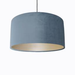 Light Dusky Blue Velvet Lampshade With Champagne Lining - thumbnail 1