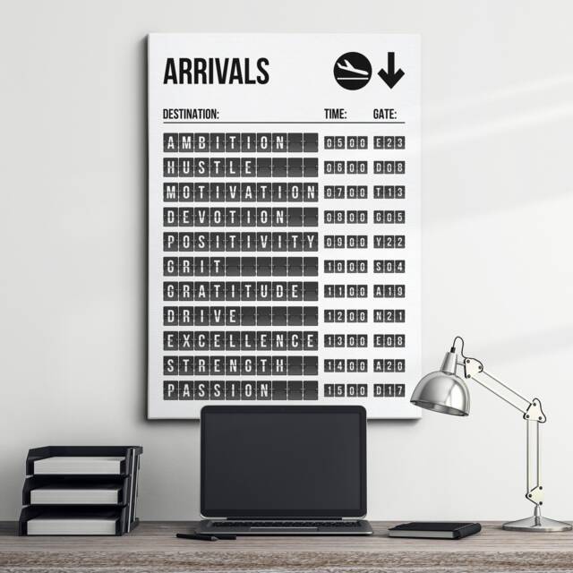 Arrivals Success List Board Quotes Motivational Inspirational, Framed Canvas Wall Art Poster Print, Home Office & Room Decor, Gift Idea - image 1