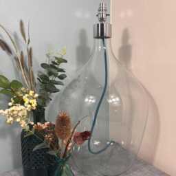 Chrome Top Mouth Blown Recycled Glass Lamp 64cm - thumbnail 3