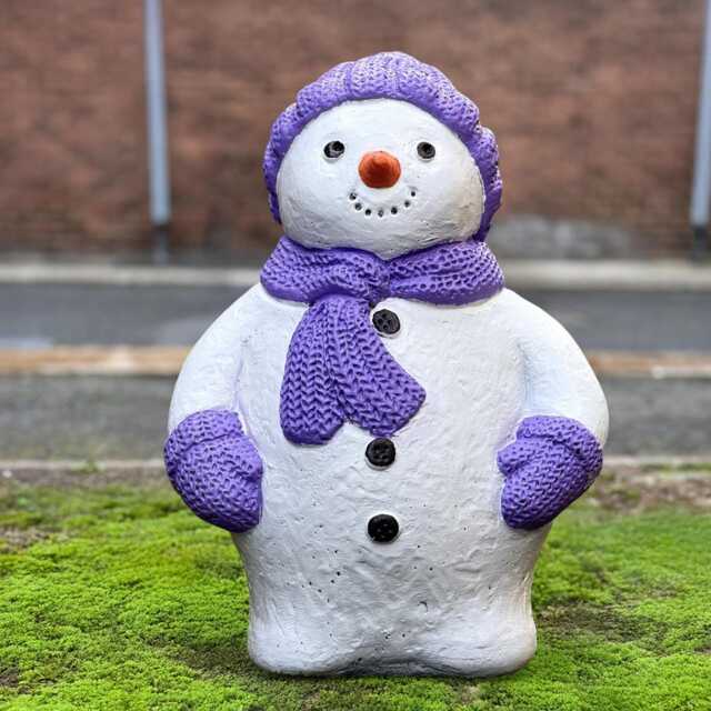 Cute Snowman Figurine Handmade Concrete Winter Sculpture Stone Festive Outdoor Ornament Frosty Statue Front Door Decoration Gift - image 1