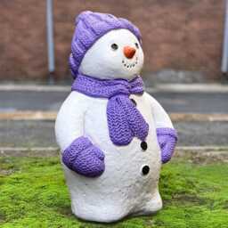 Cute Snowman Figurine Handmade Concrete Winter Sculpture Stone Festive Outdoor Ornament Frosty Statue Front Door Decoration Gift - thumbnail 3