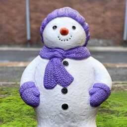 Cute Snowman Figurine Handmade Concrete Winter Sculpture Stone Festive Outdoor Ornament Frosty Statue Front Door Decoration Gift - thumbnail 4