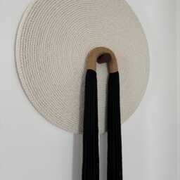 Wrapped Cotton Cord Wall Hanging Modern Fiber Art Decor - thumbnail 2