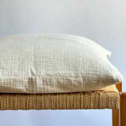 Handwoven Hemp Pillow Cover Beige Striped Hmong Textile - thumbnail 3