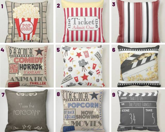 Cinema Pillow Cover/Movie Hollywood Cushion Cover/Home Theater Throw Cover/Popcorn Case/Cinema Movie Home Decor/Gift For Her - image 1