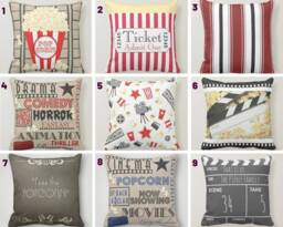 Cinema Pillow Cover/Movie Hollywood Cushion Cover/Home Theater Throw Cover/Popcorn Case/Cinema Movie Home Decor/Gift For Her