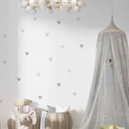 Watercolor Heart Wall Stickers Pink & Gray Nursery Decor - thumbnail 4