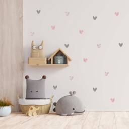 Watercolor Heart Wall Stickers Pink & Gray Nursery Decor - thumbnail 2