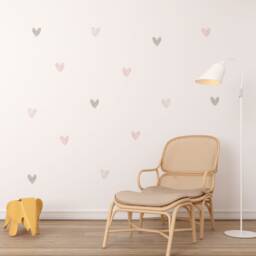 Watercolor Heart Wall Stickers Pink & Gray Nursery Decor - thumbnail 1