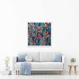 Floral Canvas Print, Pink Orange Flowers, Nature Wall Art - thumbnail 4
