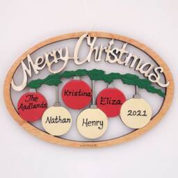 Personalized Merry Christmas Hanging Ornaments Ornament-Wood, Laser Cut, Hand Painted - thumbnail 3