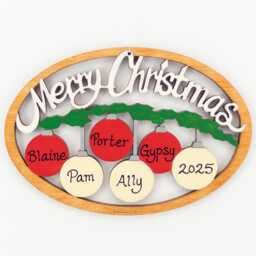 Personalized Merry Christmas Hanging Ornaments Ornament-Wood, Laser Cut, Hand Painted - thumbnail 1