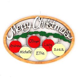 Personalized Merry Christmas Hanging Ornaments Ornament-Wood, Laser Cut, Hand Painted - thumbnail 2