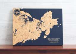 Rockport, Massachusetts Map - Engraved Wood Coastal Chart Wall Art Sign, Beach House Home Decor Nautical Print, Unique Personalized Gift - thumbnail 1