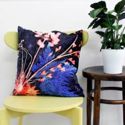 Handmade Floral Botanical Cushion, Blue Wreath Design, Compliments Home Interiors, Perfect Decor - thumbnail 2