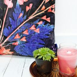 Handmade Floral Botanical Cushion, Blue Wreath Design, Compliments Home Interiors, Perfect Decor - thumbnail 3