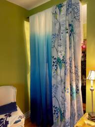 Designers Guild Kimono Blossom Curtain Panels Grey, White & Blue Floral Cotton