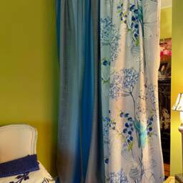 Designers Guild Kimono Blossom Curtain Panels Grey, White & Blue Floral Cotton - thumbnail 3