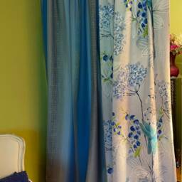 Designers Guild Kimono Blossom Curtain Panels Grey, White & Blue Floral Cotton - thumbnail 4