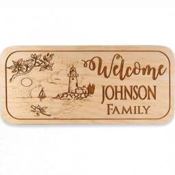Personalized Lighthouse Wood Sign Coastal Family Name Wall Decor - thumbnail 3
