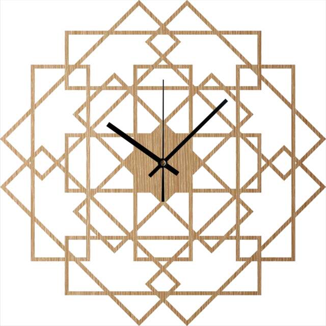Wood Wall Clock Square, Large Natural Oak Clocks - Decor Geometry Wooden Clock, Modern Silent - image 1