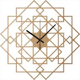 Wood Wall Clock Square, Large Natural Oak Clocks - Decor Geometry Wooden Clock, Modern Silent - thumbnail 1
