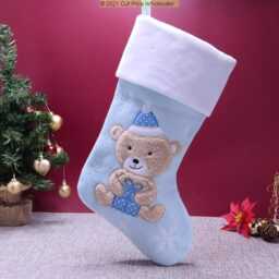 Personalised Teddy Present Christmas Stocking Deluxe Luxury Xmas Eve Sack Gift Embroidered Name Children's Santa Boys Girls - thumbnail 3