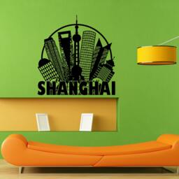 Shanghai City View Skyline Wall Sticker Vinyl Mural Decal Home House Apartment Art Decor Free Shipping L058 - thumbnail 1