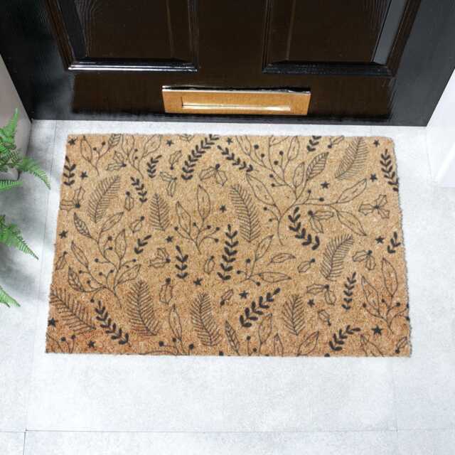 Black Winter Foliage Doormat - Home Decor Indoor 60 X 40cm - image 1