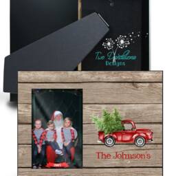 Personalized Christmas Picture Frame, Red Truck & Wood, Rustic Christmas Decor, Picture Frame, Custom Frame - thumbnail 2