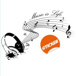 Music Is Life Wall Sticker - Note Quote Gift Decor Art Vinyl Decal Dj Room Festival Love Event Earphone Saying Sign Stick Mural - thumbnail 2