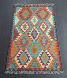 Handmade Kilim Rug, Afghan Turkish Natural Wool Rug 151x98 cm - thumbnail 1