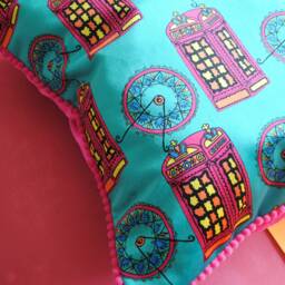 Love The British Accent, British, England, London, Phone Box, Velvet Cushion, Luxury, Colourful, London Eye, Designer, Quirky - thumbnail 3