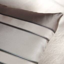 Charcoal & Silver Gray Pillow, Throw Pillow Cover, Decorative Pillowcase, Cushion Accent Silk Blend, Striped Pillow, Decor - thumbnail 3
