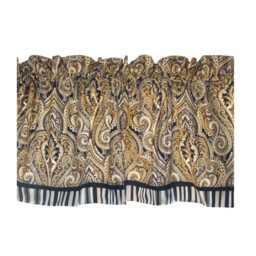 Black Tan Valance 17x54 - Leesburg Mill Creek Flint Toile Curtain - Brass Drapery Window Topper Custom Handmade Home D??cor
