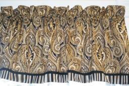 Black Tan Valance 17x55 - Leesburg Mill Creek Flint Toile Curtain - Brass Drapery Window Topper Custom Handmade Home D??cor - thumbnail 1