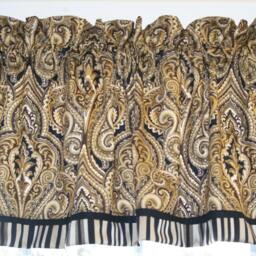 Black Tan Valance 17x54 - Leesburg Mill Creek Flint Toile Curtain - Brass Drapery Window Topper Custom Handmade Home D??cor - thumbnail 2