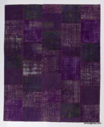 Purple Handmade Turkish Patchwork Rug - thumbnail 1