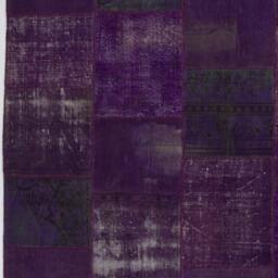 Purple Handmade Turkish Patchwork Rug - thumbnail 4