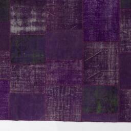 Purple Handmade Turkish Patchwork Rug - thumbnail 3