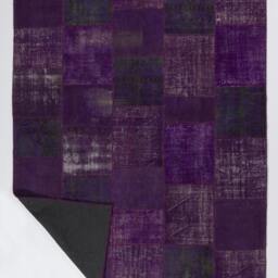 Purple Handmade Turkish Patchwork Rug - thumbnail 2