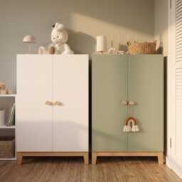 Montessori Wardrobe & Furniture For Toddlers, Baby Closet Organizer With Dress Up Storage, Nursery Shelves, Toy Kids Wooden Armoire - thumbnail 2