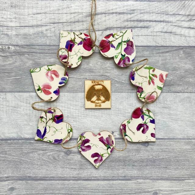 Emma Bridgewater Sweet Pea Bunting, Wooden Floral Garland, Botanical Wall Decor For Mothers Day - image 1